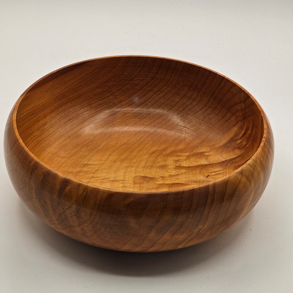 Vintage Myrtlewood Curved Bowl - Decorative Artisan Handmade 7.5